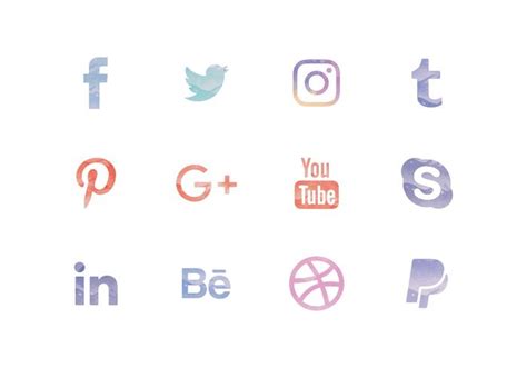 Vector Watercolor Social Media Icons Set 159803 Vector Art At Vecteezy