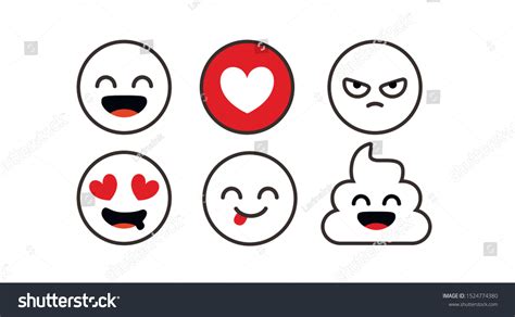 Set Outline Emoticons Emoji Isolated On Vector De Stock Libre De