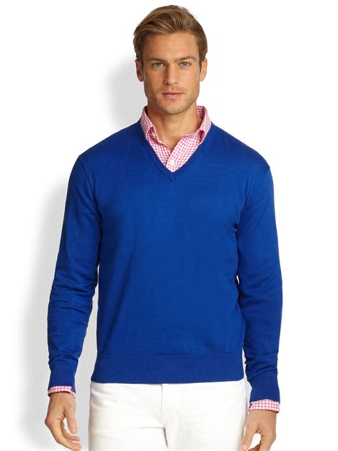 Polo Ralph Lauren Cotton V Neck Sweater In Blue For Men Royal Blue Lyst