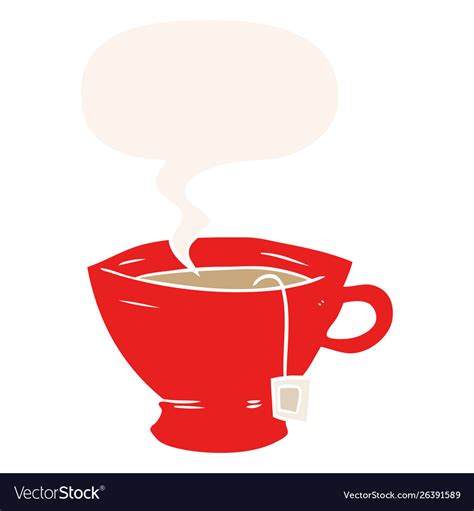 Cartoon Cup Tea And Speech Bubble In Retro Vector Image