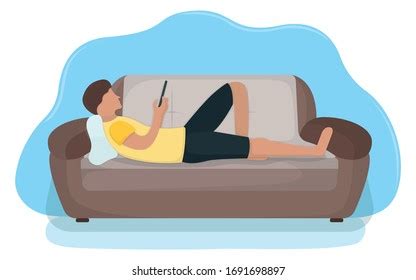 Woman Lie On Sofa Laptop Arms Stock Vector Royalty Free 1691698900