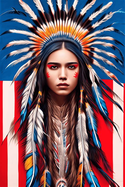 Beautiful American Flag Native Indian · Creative Fabrica