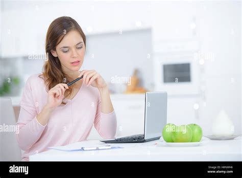young woman at home online shopping Stock Photo - Alamy