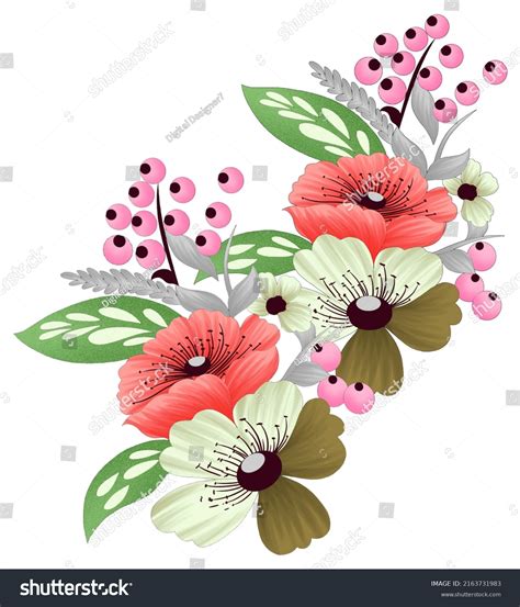 New Degital Textile Design Flowrs Leaves Stock Illustration 2163731983