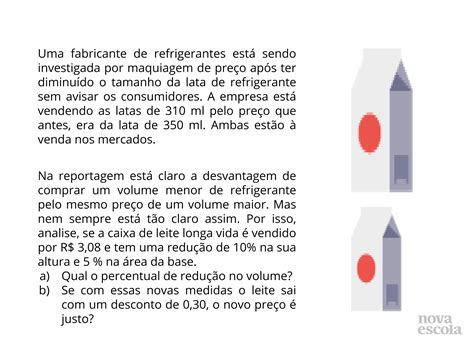 Redução e ampliação do volume de prismas e cilindro reto Planos de