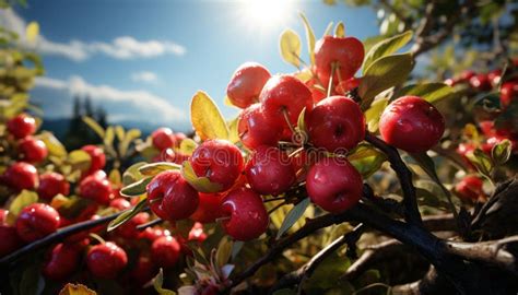 Freshness Of Nature Bounty Ripe Fruit Green Leaves And Vibrant Colors