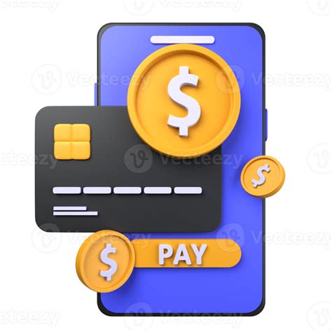 Mobile Payment Of 3d Illustration Blue Mobile Phone Credit Card