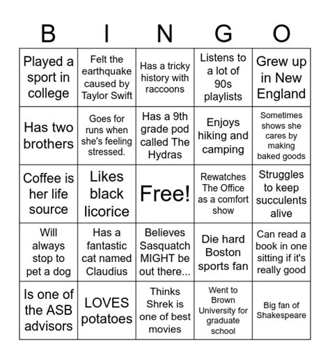 Who Is Ms Allen Bingo Card