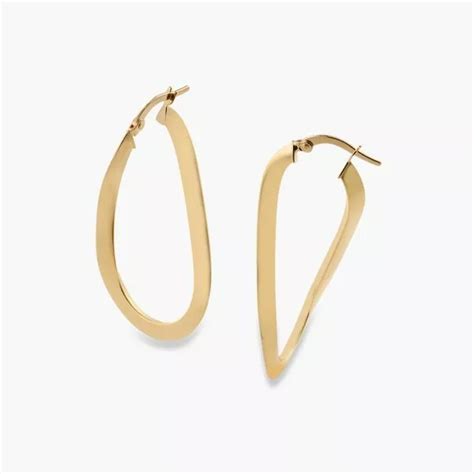 18ct Yellow Gold Flat Hoop Earrings The Gold Edit Cerrone