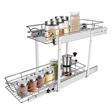 Sikarou Pull Out Cabinet Organizer 9 W X 21 D 2 Tier Individual Slide