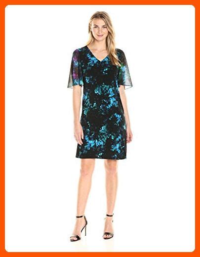 Ellen Tracy Sheer Sleeve Dress In Radiance Aqua