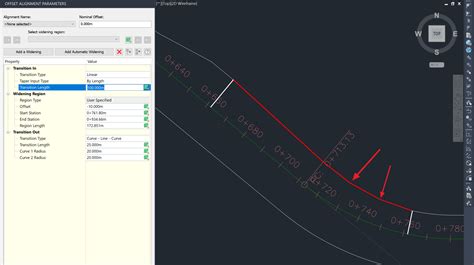 The Widening Of An Offset Alignment Is Segmented In Curved Transition