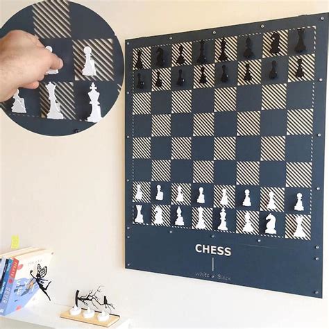 Jeu d échecs mural géant 32 pièces d échecs magnétiques à fixation