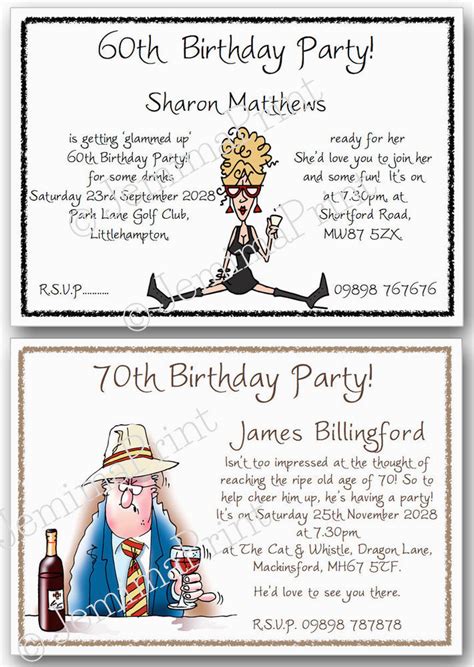 Funny 60th Birthday Party Invitations 30th 40th 50th 60th 70th 80th ...