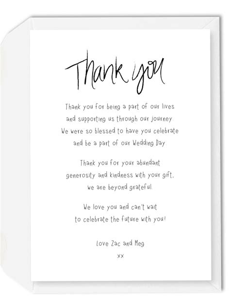 Wedding Thank You Cards Wording Samples From Bride And Groom Thank