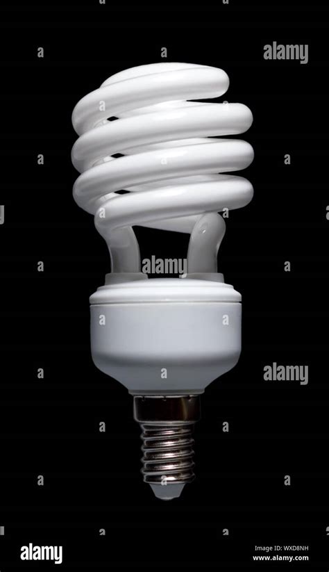 Spiral Energy Saving Compact Fluorescent Lightbulb On Black Background