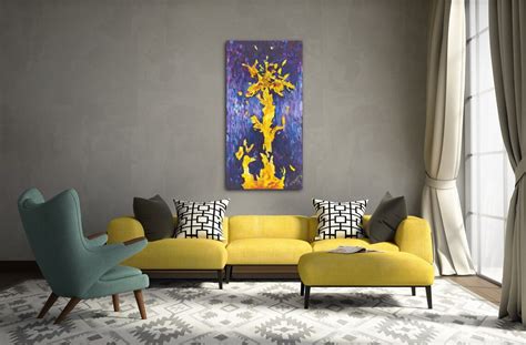 Large Original, Purple and Yellow Abstract, Purple Painting ...