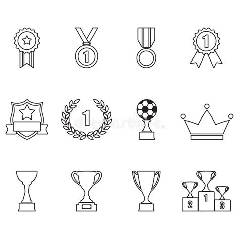 Conjunto De Iconos De Esquema De Premios Y Trofeos Laurel Wreath