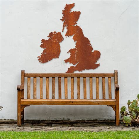 Rusted Corten Steel The Uk Map Wall Art Etsy