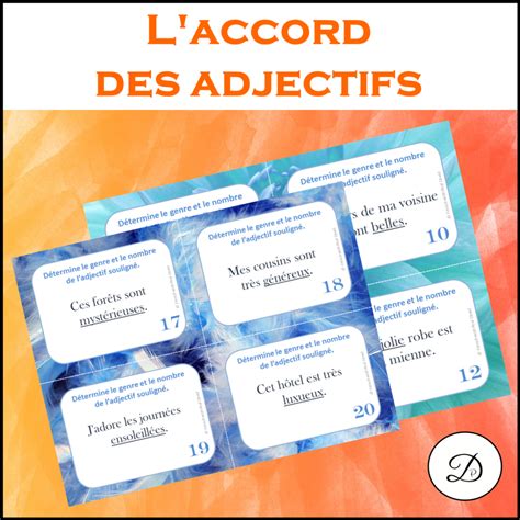 L Accord Des Adjectifs Cartes T Ches French Adjectives