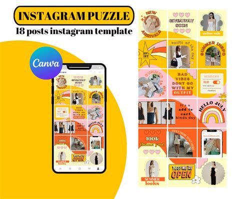 Instagram Puzzle Template Canva Outfits Instagram Post Etsy