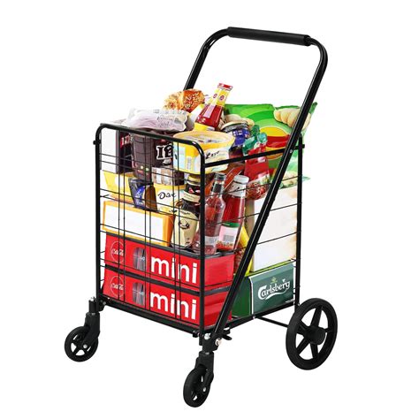 Dextrus Folding Shopping Cart Heavy Duty Rolling Grocery Cart With