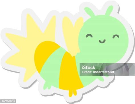 Cute Cartoon Glow Bug Sticker Stock Illustration Download Image Now