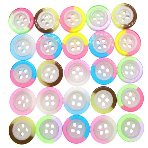 50pcs 1 2 Mixed 4 Holes Resin Buttons Clear Colourful Buttons For