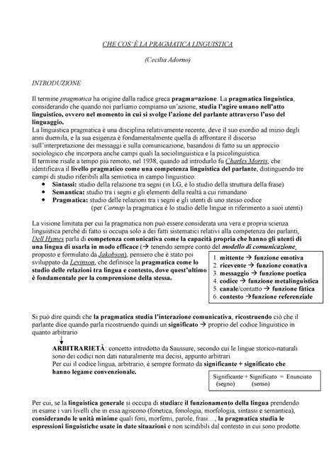 La pragmatica linguistica CHE COS È LA PRAGMATICA LINGUISTICA