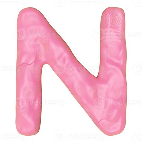 N Letter Logo Design From Plasticine Isolated Pink N Clay Toy Icon