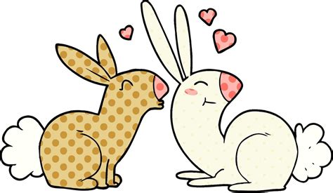 Cartoon Rabbits In Love Vector Art At Vecteezy