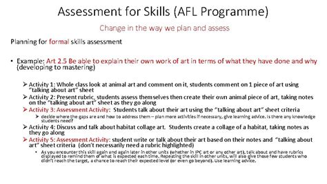 Session 2 Planning For Assessment Using The Afl