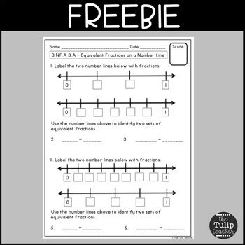 Free Equivalent Fractions on a Number Line by The Tulip Teacher | TPT