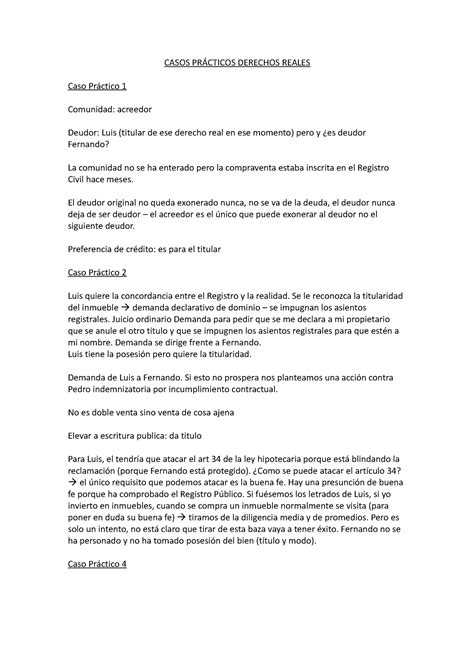 Apuntes Casos Practicos Derechos Reales Casos PrÁcticos Derechos