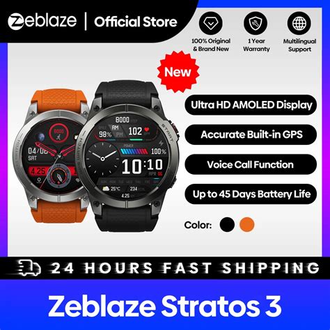 Zeblaze Stratos 3 Premium Rel Gio Inteligente GPS Tela Ultra HD