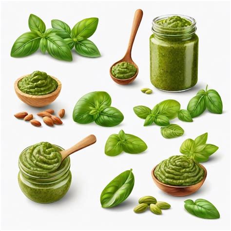 Pesto Vector Set White Background Isolated Premium Ai Generated Vector