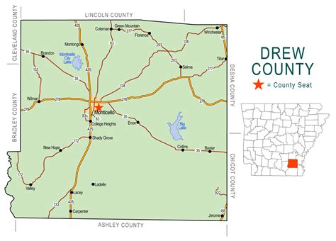 Drew County Map Encyclopedia Of Arkansas