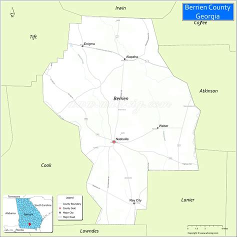 Map Of Berrien County Georgia Where Is Located Cities Population