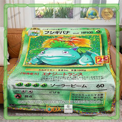 HOT Venusaur 25th Anniversary Anime Pokemon Blanket Shower Curtain Boxbox Branding Luxury T