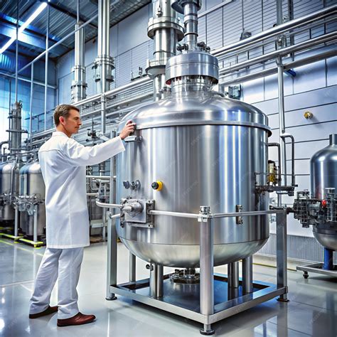 A Man Opens A Chemical Reactor Rector Of The Pharmaceutical Industry