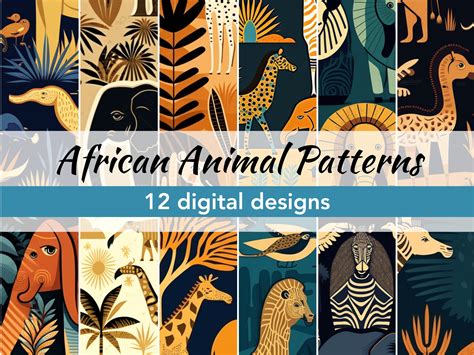 African Animal Patterns 12 X 12 Animal Designs 12 Instant Pattern Downloads Printable JPG & PDF ...