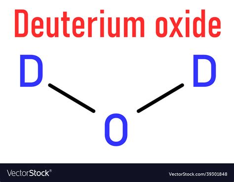 Deuterium oxide molecule skeletal formula Vector Image