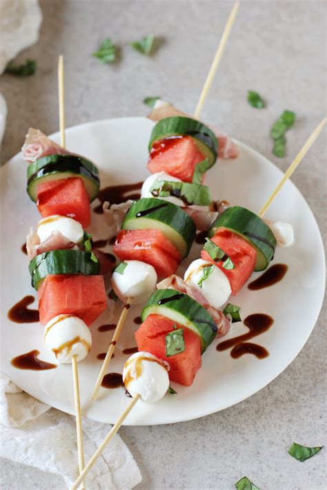 Watermelon Mozzarella And Prosciutto Skewers Cook Nourish Bliss