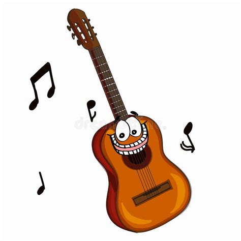 Cute Guitar Cartoon And White Background Stock Vector Illustration Of Acoustic Play 103963289