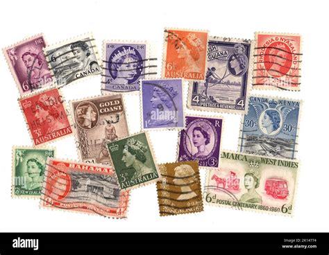 A Montage Of Vintage Postage Stamps From Around The World Featuring