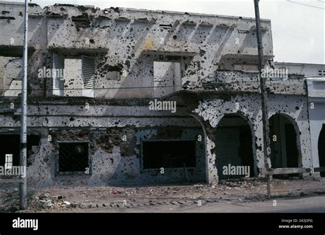 Bullet holes of all sizes on the walls of N'Djamena, Chad, after civil war Stock Photo - Alamy