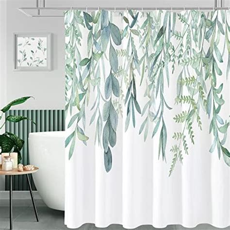 Amazon BIVINAR Extra Long Sage Green Leaves Shower Curtain Tall