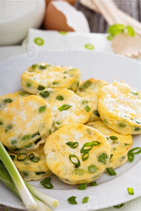 Mini Frittatas With Peas Green Onion And Feta Stock Photo At