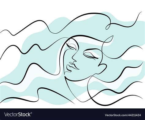 Abstract Minimal Woman Face Continuous One Line Vector Image