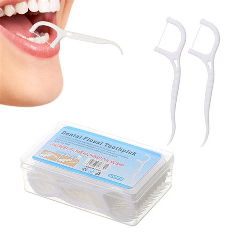 50 pçs caixa fio dental fio redondo descartável dental flosser escova